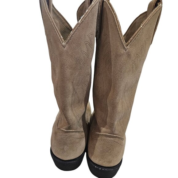 Justin Womens Tan Suede Western Cowboy Boots Size 9C Style JBL1105 - Picture 5 of 6